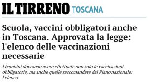 Toscana - vaccini obbligatori per materne e asili